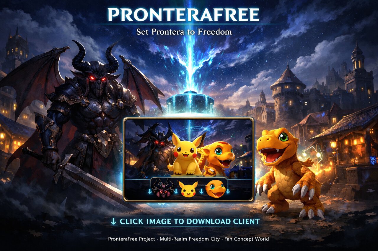 PronteraFree — Set Prontera to Freedom. Click to download the client.