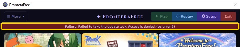 Launcher error bar: Failed to take the update lock: Access is denied (os error 5)